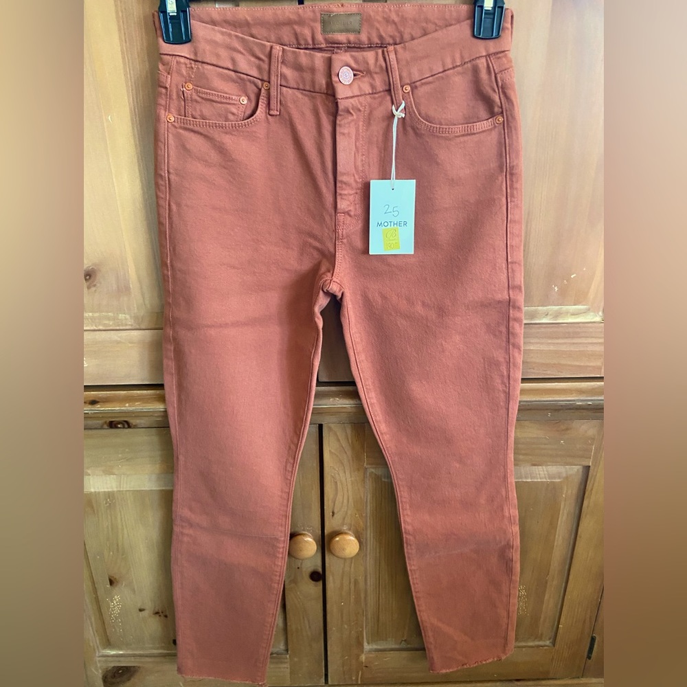 MOTHER The Looker Ankle Fray Jeans Cashew Wash Size 25 NWT
